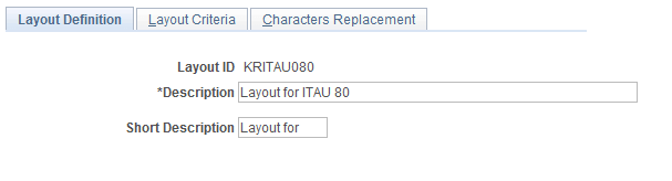 Layout Definition page