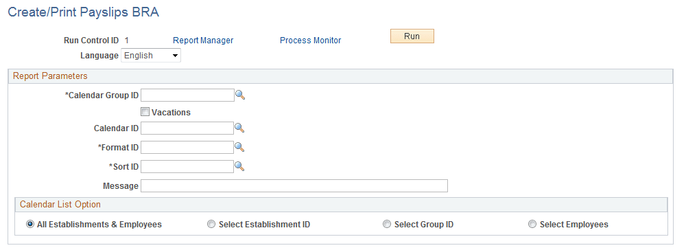 Create/Print Payslips BRA page
