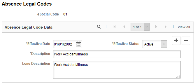 Absence Legal Codes page