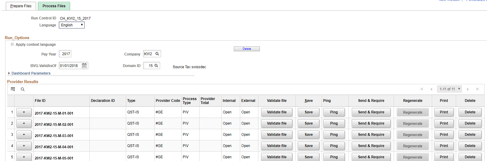 Monthly XML CHE / Processing page