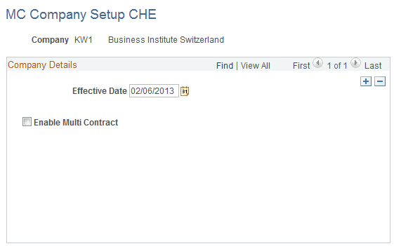 MC Company Setup CHE page