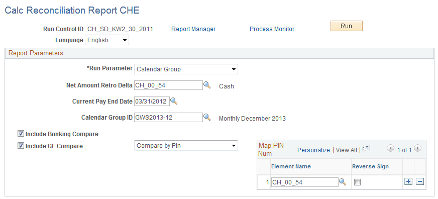 Calc Reconciliation Report CHE page