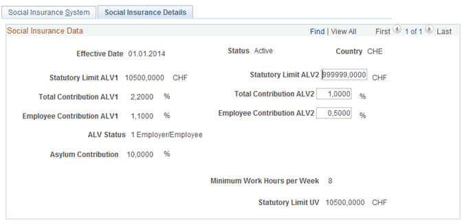 Social Insurance Details page