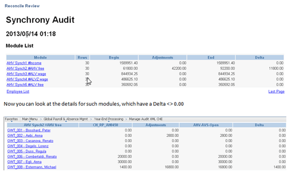 Synchrony Audit page