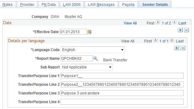 Company SI Contributions CHE page - Sender Details