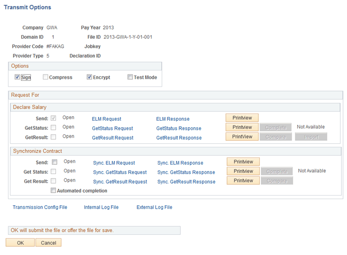 Year End processing CHE page - Transmit Options Page Compare / Import
