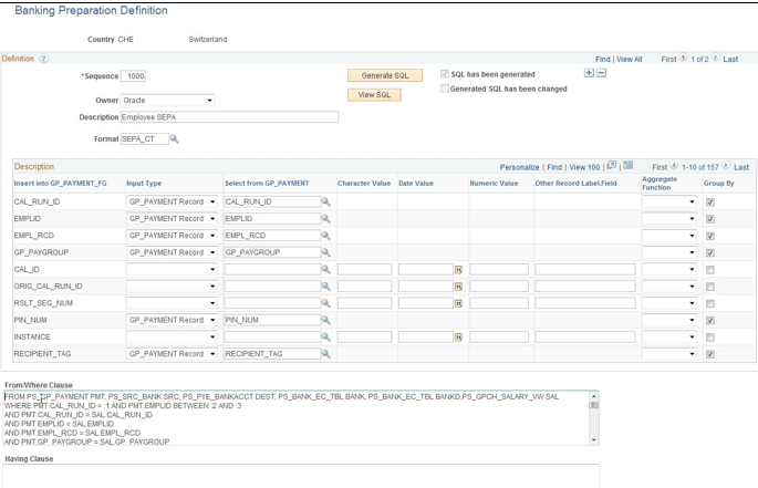 Banking Preparation Definition Page