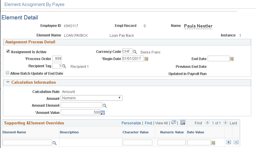 Element Detail Page (E/D Assignment)