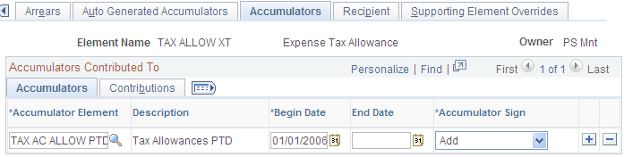 Deductions - Accumulators page