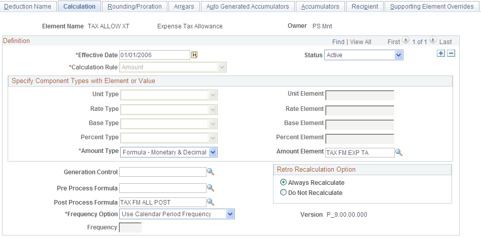 Deductions - Calculation page