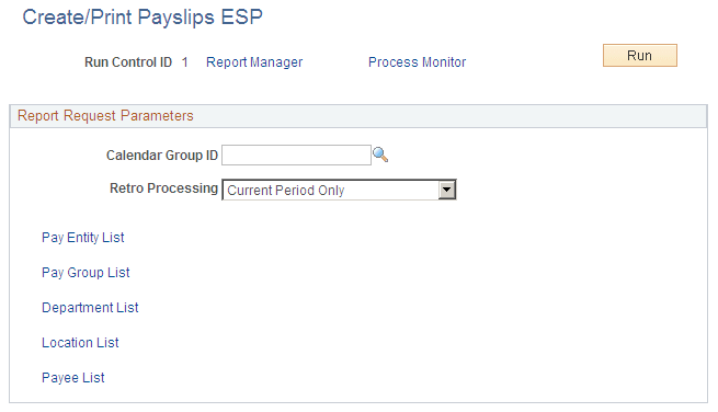 Create/Print Payslips ESP page