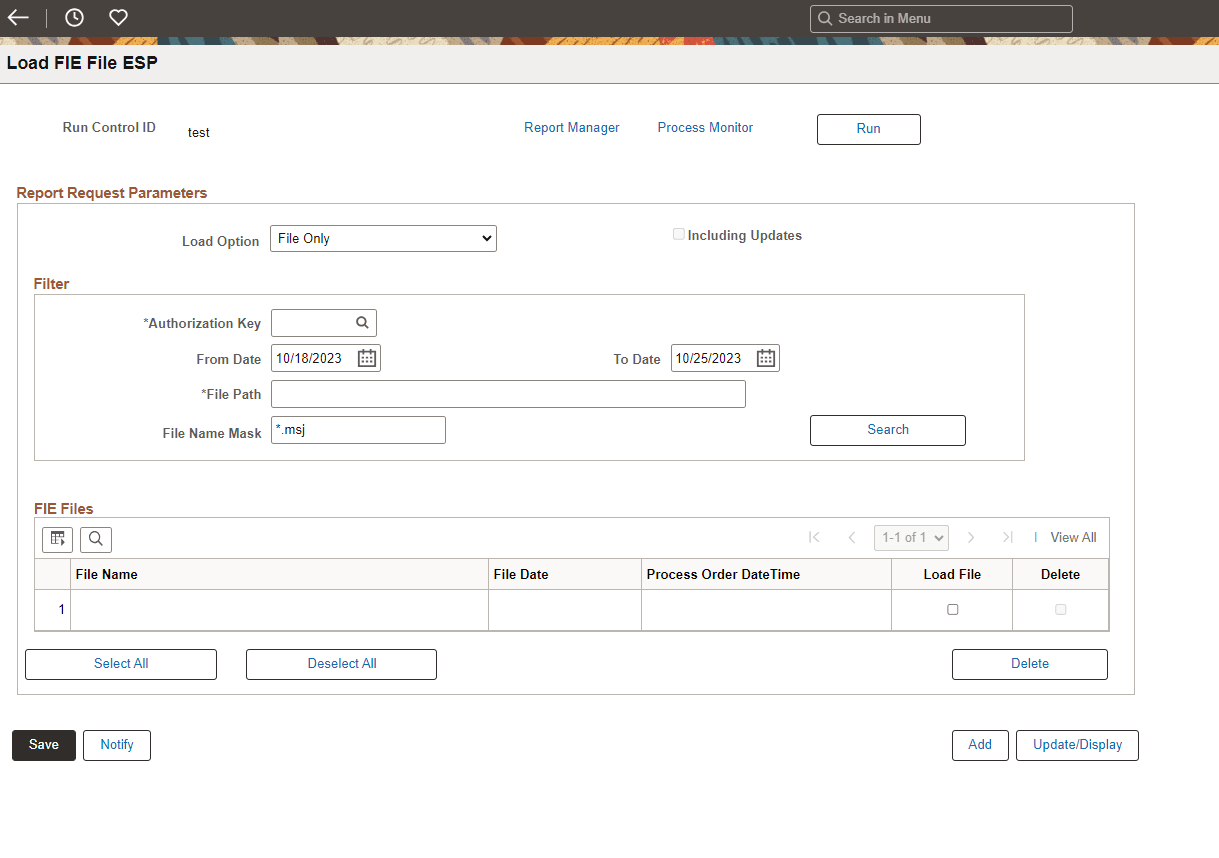 Load FIE File ESP page