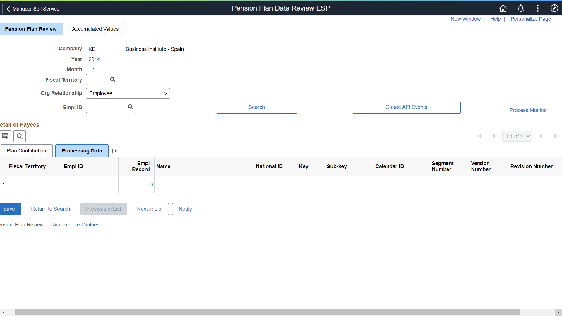 Processing Data page