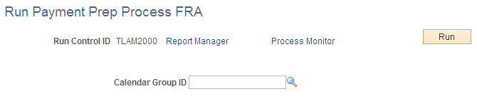 Run Payment Prep Process FRA page