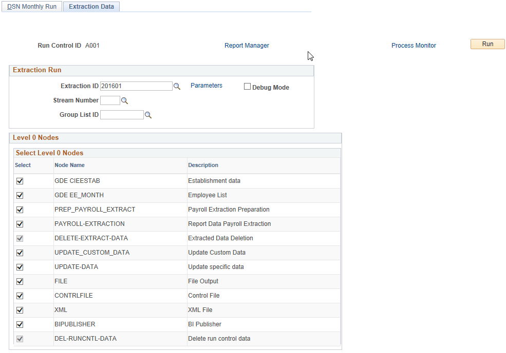 Extraction Data Page (1 of 3)