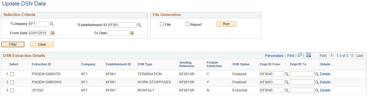 Update DSN Data Page