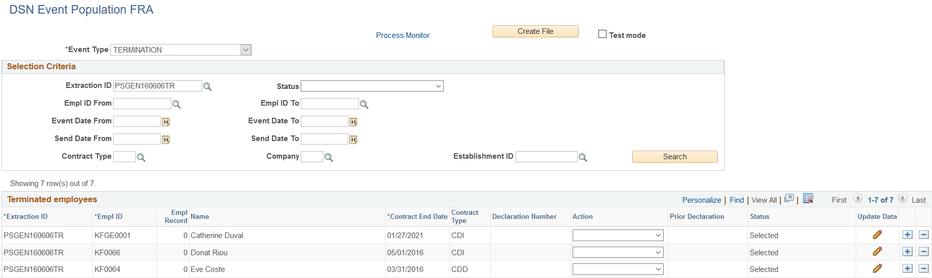 DSN Event Population page