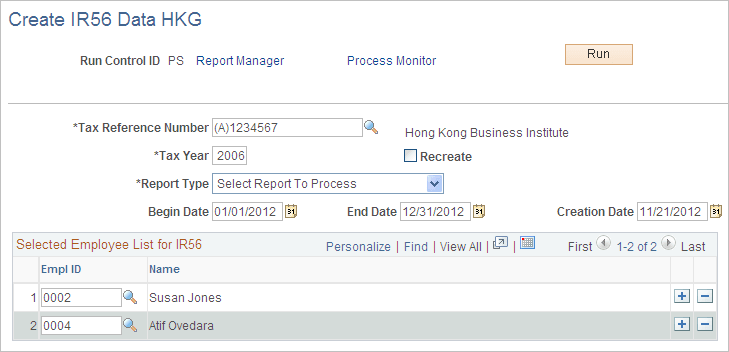 Create IR56 Data HKG page