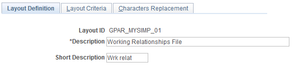 Layout Definition page