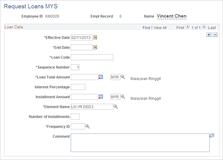 Request Loans MYS page