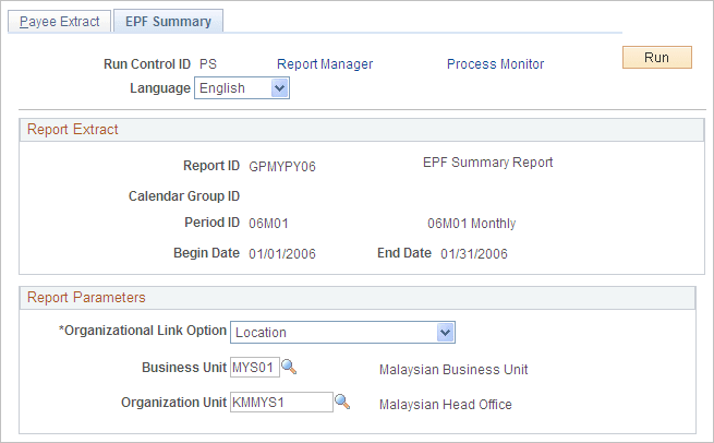 EPF Summary page