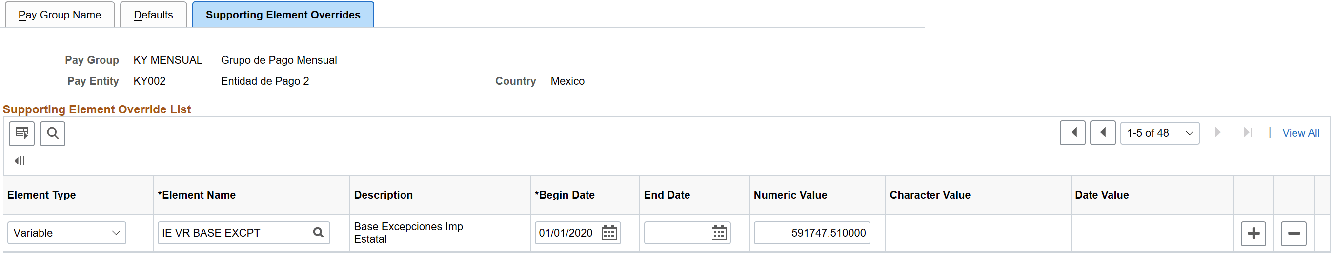 Supporting element overrides