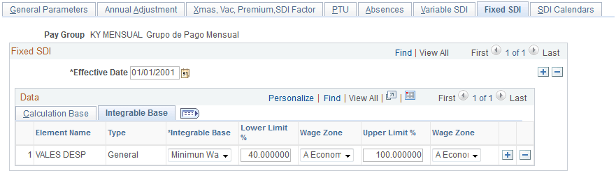 Fixed SDI page: Integrable Base tab