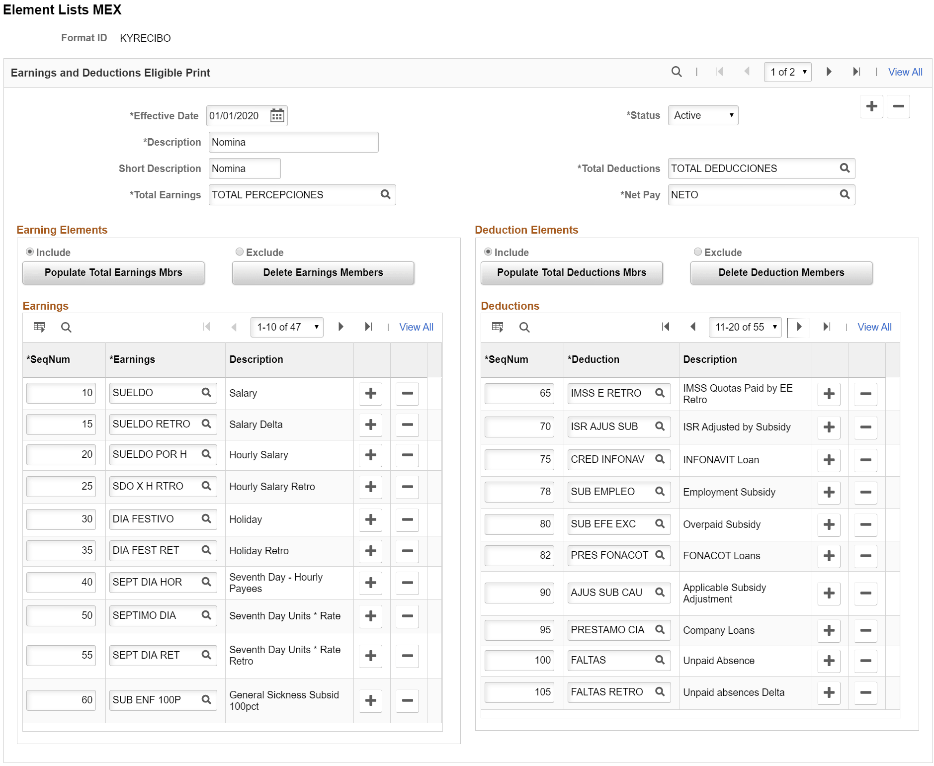 Element List Mex page