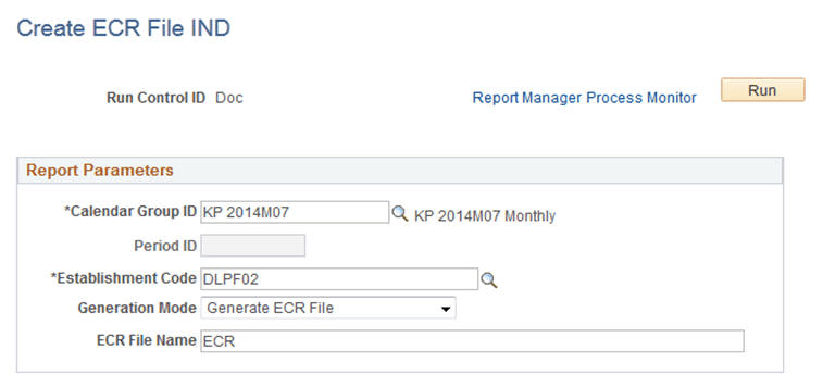 Create ECR File IND page