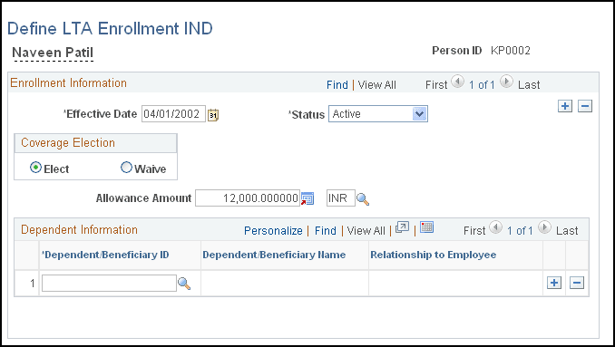 Define LTA Enrollment IND page