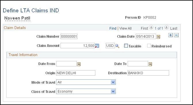 Define LTA Claims IND page