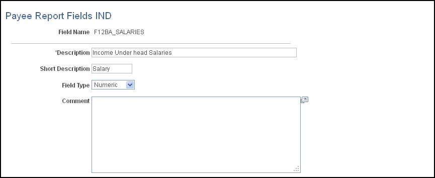 Payee Report Fields IND page