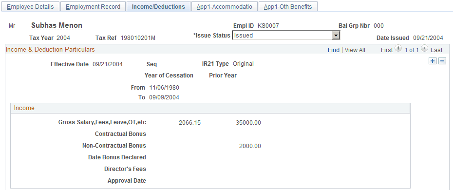 Income/Deductions page (1 of 2)
