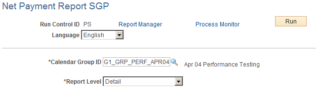 Net Payment Report SGP page