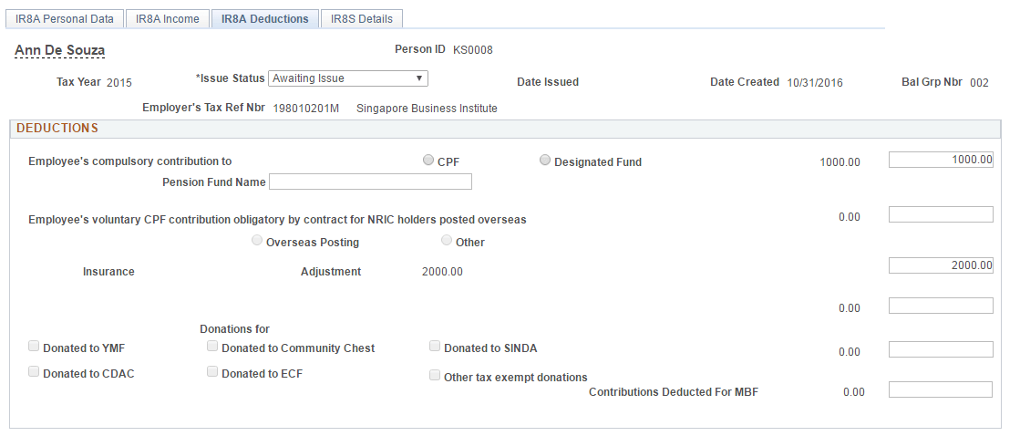 IR8A Deductions Page