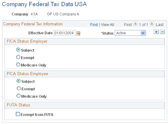 Company Federal Tax Data USA page
