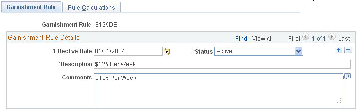 Garnishment Rule page
