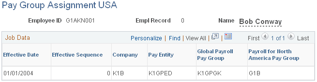 Pay Group Assignment USA page