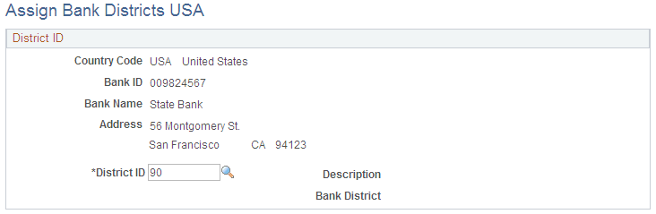 Assign Bank Districts USA page