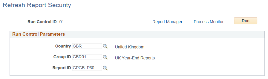 Refresh Report Security page