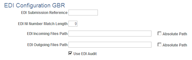 EDI Configuration GBR page