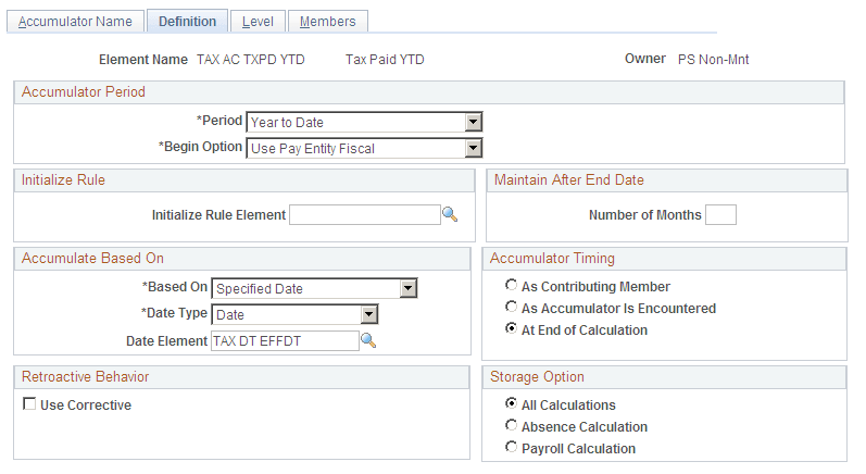 Example of an Accumulator Period Setup