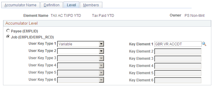 Example UK Accumulator with User Key Defined page