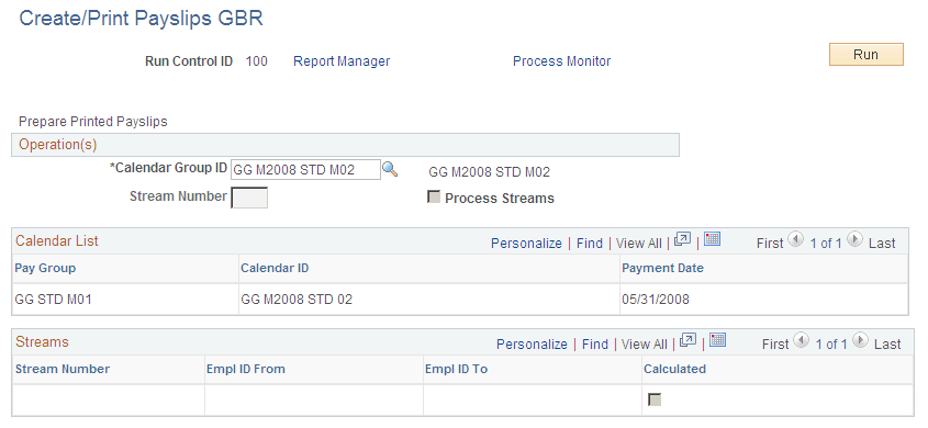 Create/Print Payslips GBR page