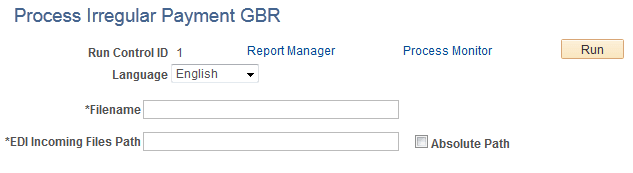 Process Irregular Payment GBR page