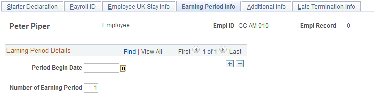 Earning Period Info page