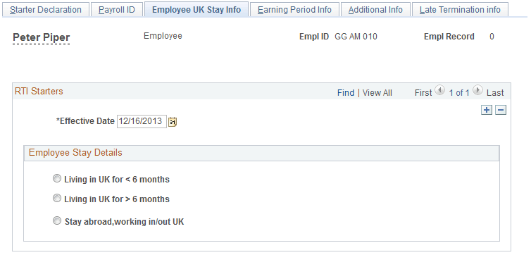 Employee UK Stay Info page