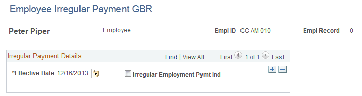 Employee Irregular Payment GBR page
