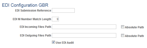 EDI Configuration GBR page