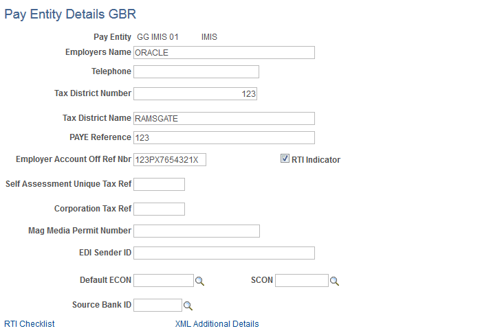 Pay Entity Details GBR page